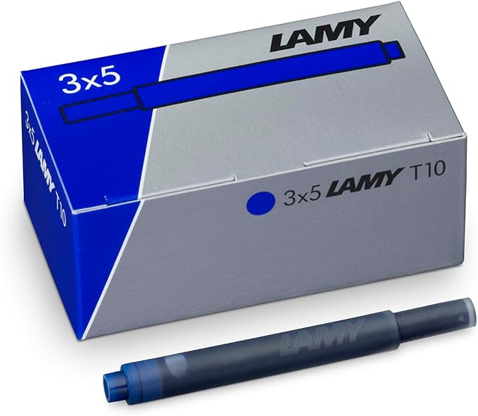 LAMY T10 Set of 3 erasable Ink cartridges with Large Ink Capacity - Suitable for All Lamy Fountain Pen Models - Contents 1.25 ml per Cartridge - 5 Pieces per Pack - Ink Color Blue