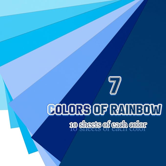 Construction Paper 8.5x11 in,70 Sheets,Set of 7 Colors 178GSM/65LB Heavyweight Construction Paper,Crafts,Arts,School Classroom Art Supplies Assorted Colors Bulk Paper