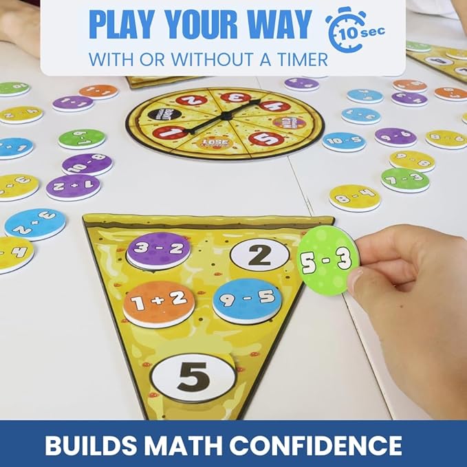 Matheroni Pepperoni Math Games for Kids 5-7, Addition and Subtraction STEM Board Game - Educational & Fun Pizza Game for Kindergarten, 1st-3rd Grade by Pidoko Kids