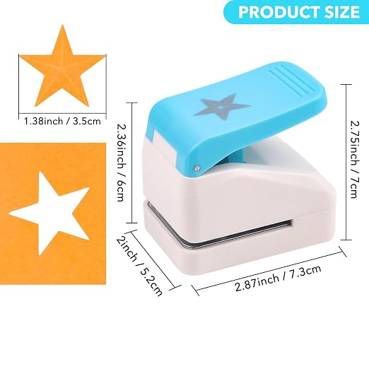 Star Hole Punch, 1.4 inch Star Paper Punch, 3D Embossing Lucky Stars Paper Cutter Puncher Lever Craft Punches Score Tools for Scrapbooking Crafting Journaling Craft DIY Card Making Arts Supplies