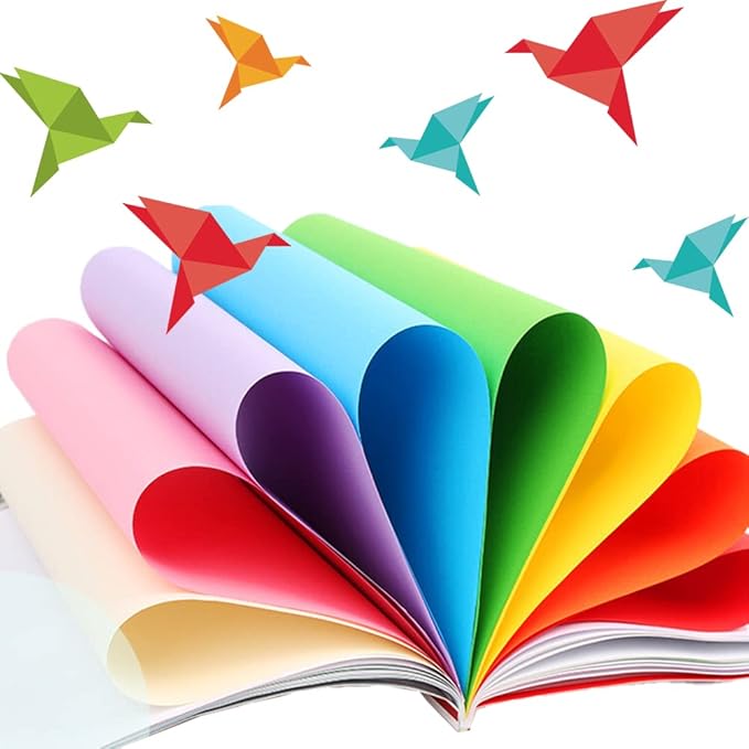 Origami Paper, Pack of 200 Sheets - 20 Vivid Colors - Double Sided - 6 Inch Square, Easy Fold Paper for Kids Adult Beginners Training Arts & Crafts Projects.