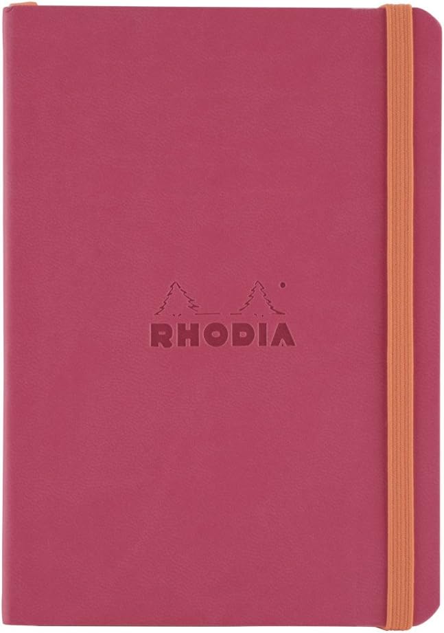 Rhodia Rhodiarama SoftCover Notebook - 72 Dots Sheets - 4 x 5 1/2 - Raspberry Cover (117362C)