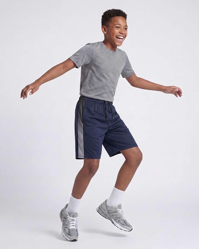 Real Essentials 5 Pack: Boys' Mesh Basketball Athletic Shorts with Pockets – Teen Kids Youth Quick Dry Soccer Running Gym