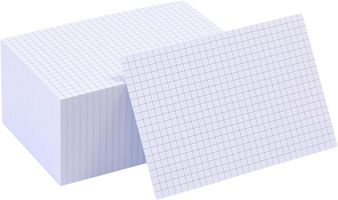 100 Count Extra Heavyweight Grid Index Cards 4x6 Inch 92lb Weight Double Sided Graph Ruled Notecards Thick Flash Cards for Note-Taking, Studying, and Organization, Ideal for School, Home and Office