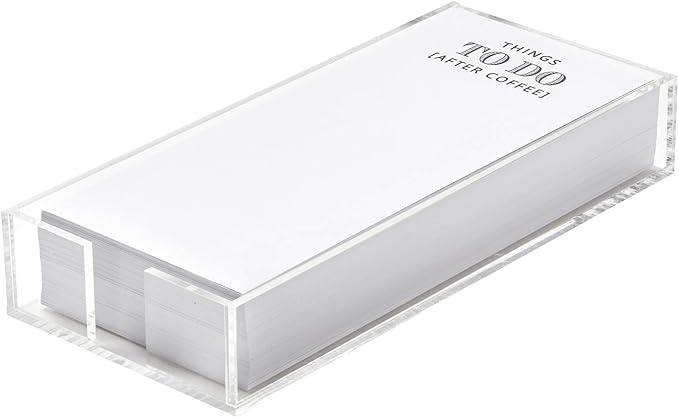 Santa Barbara Design Rectangular Acrylic Notepaper Holder with 125 Sheets Heavyweight Paper, 10" x 4.5", After Coffee