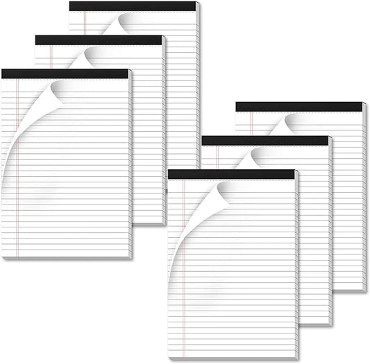 Nichela Legal Pads 6 Pack of Note Pads 6 x 9 Inch Notepad 21lb Thick Paper Legal Pad 30 Sheets Note Pad College Ruled Small Legal Pads 29 Lines Writing Pads for Writing, Sketching, and Note-Taking
