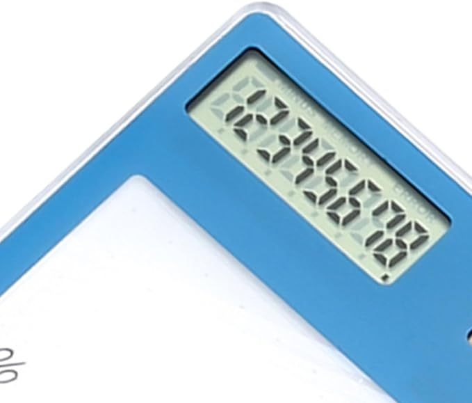 Solar Powered Calculator, Touch Screen 8 Digit LCD Display, Transparent Calculator for Office School Home with Lightweight and Compact Designf Business People and Family Use (Blue)