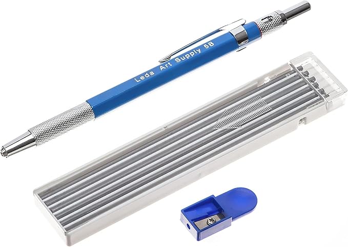 Leda Art 2.0 mm Mechanical Drafting Pencil Set with 12 Lead Refills & Sharpener – Best Mechanical Pencil for Drawing, Sketching & Mixed Media Art