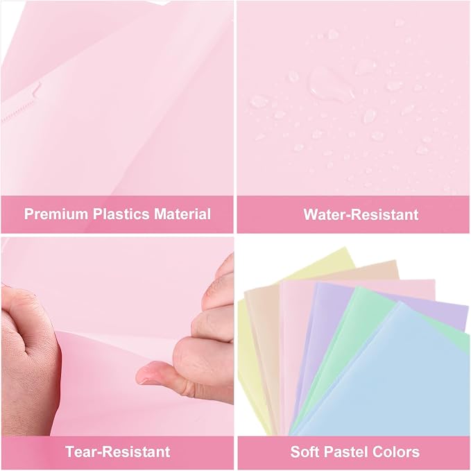 SUIN Plastic Project-Folder with 2 Pockets and 3-Prong Fasteners, for US Letter Size, Bulk Pack Color File-Folder for US Letter Size Papers, Ideal for School & Office, (Assorted Pastel Colors)