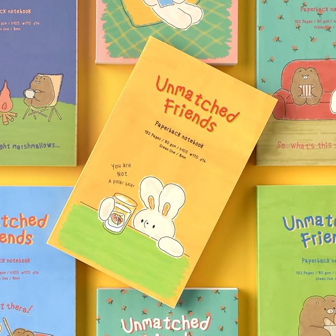 Monolike Unmatched Friends Paperback Line Notebook - 04. Polar bear_Design note, Mini note, Simple note, Notebook, 192 Pages, 4.13x6.69