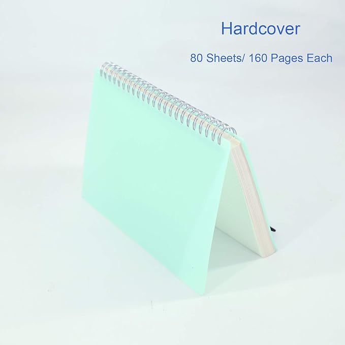3 Pack A5 Spiral Graph Notebook with 120gsm Thick Paper, Grid Spiral Notebook with Plastic Hardcover and Elastic Band Closure, 80 Sheets Per Pack 5.7x 8.3 inches