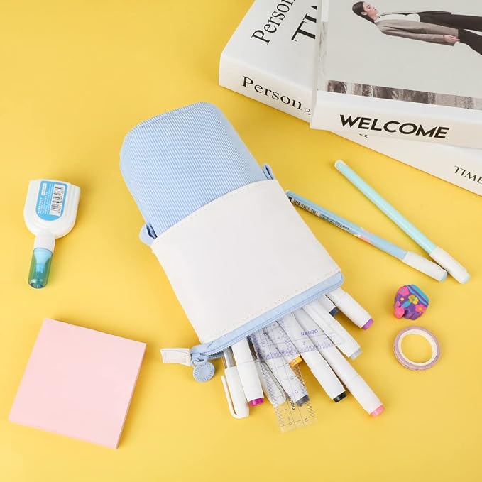 Oyachic Stand up Pencil Case Standing Pencil Holder Transformer Pencil Pouch Telescopic Pen Bag Cute Makeup Bag Cosmetic Organizer Bag Box for Women