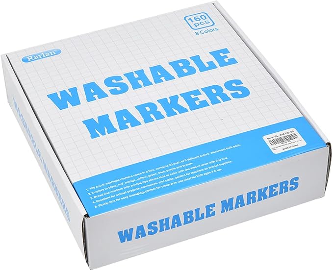 Rarlan Washable Markers Bulk, Markers for Kids, Bulk pack, 8 Colors, 160 Count