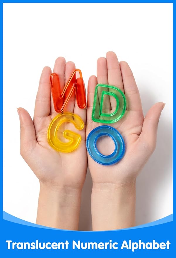 66 Pcs Translucent Letters and Numbers – About 2 Inches - Plastic Alphabet Letters for Kids – Ideal for Light Table Activities, Counting & Spelling Fun