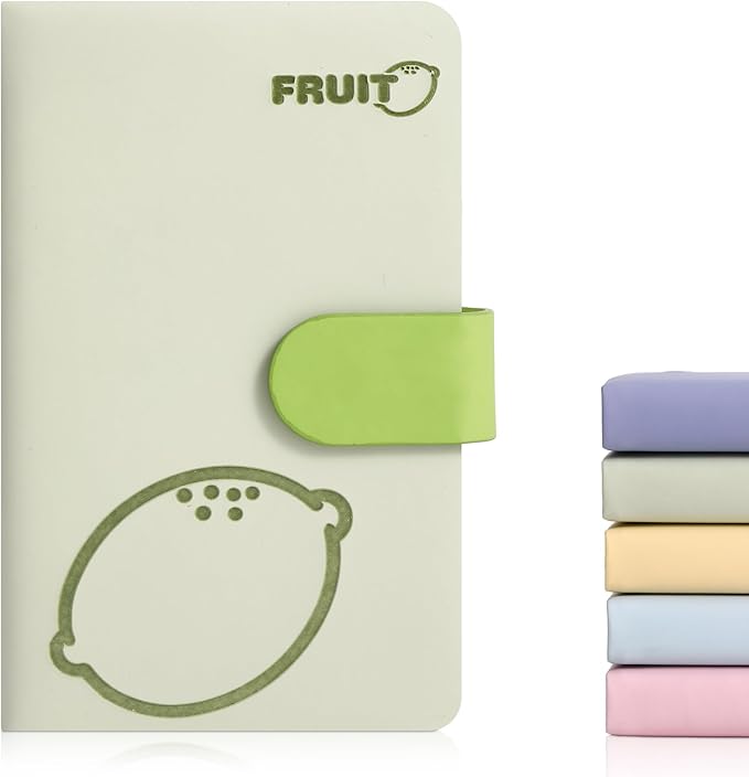 BOBO RABBIT Blank Journal Small Pocket Leather Notebook No Lines for Drawing Plain Sketch Book Cute Cartoon Fruit Lemon Unlined Journal for Travel Work School, 200 Pages, 3.7"X5.9"