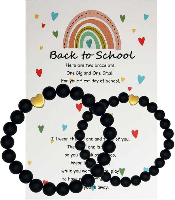 HTH Back to School Bracelets Matching Heart Mommy and Me Wish Strings Bracelet Set First Day of School Gifts