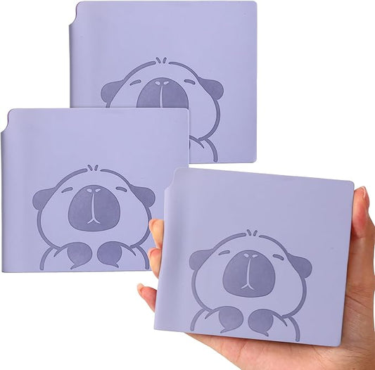 BOBO RABBIT 3 Pack Mini Blank Notebooks Pocket Sized Journal Notebook 4x4 Blank Paper 200 Pages Small Soft Leather Sketchbook Journal Cartoon Capybara Pattern for Drawing Travel Classroom Student