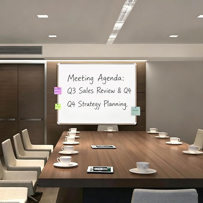 Large Magnetic White Board for Wall,Aluminum & Cork Strip Frame Whiteboard for Office,Presentation Dry Erase Board Wall Mount,Large Whiteboard for School Classroom Huge Whiteboards (60" W x 48" H)