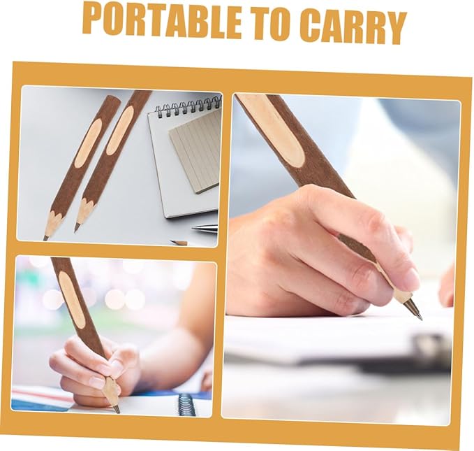 Wooden Ballpoint Pens 17cm Biodegradable Tree Bark Surface Convenient Writing Multi-function Portable Pens 10pcs for Office and School Use