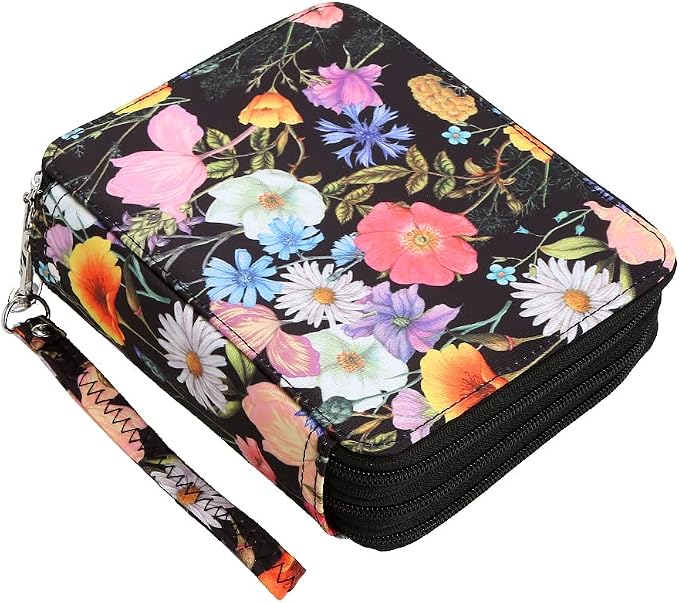 72 Slots Pencil Case Organizer w/Removal Handle Strap | 3-Layer Zipped Pencils Box Large for Colored Pencils Watercolor Pencils for Office and Travel for Artist