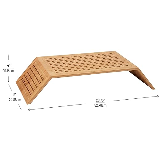Mind Reader Monitor Stand, Ventilated Laptop Riser, Desktop Organizer, Office, Rayon from Bamboo, 20.75" L x 9" W x 4" H, Brown