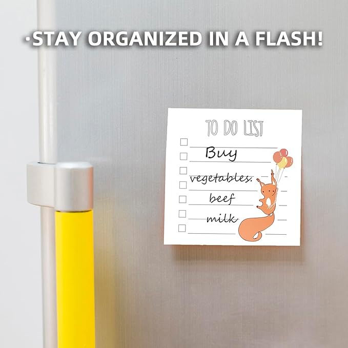 Cute Animal 4 Pads/200 Sheets 3x3 Sticky Notes Set, Adorable Cartoon Memo Pads with High-Adhesive, Post Reusable Tearable it Notes for Journal Planners Office School Home, to-do List Stationery Gift