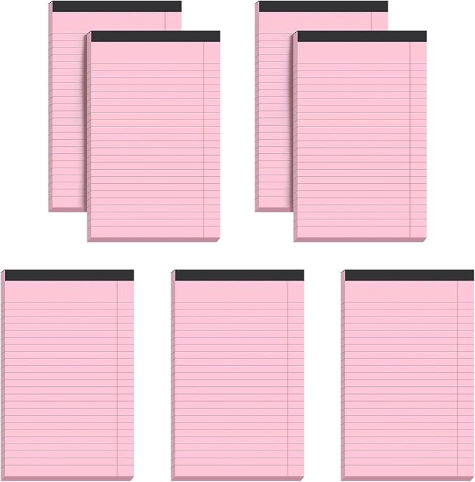 VITEVER Small Note Pads 5x8,[7 Pack] Narrow Ruled Legal Pads,Micro Writing Pads Perforated Lined Note Paper for Study,Office,To-Do Lists,30 Sheet/notepad,Pink
