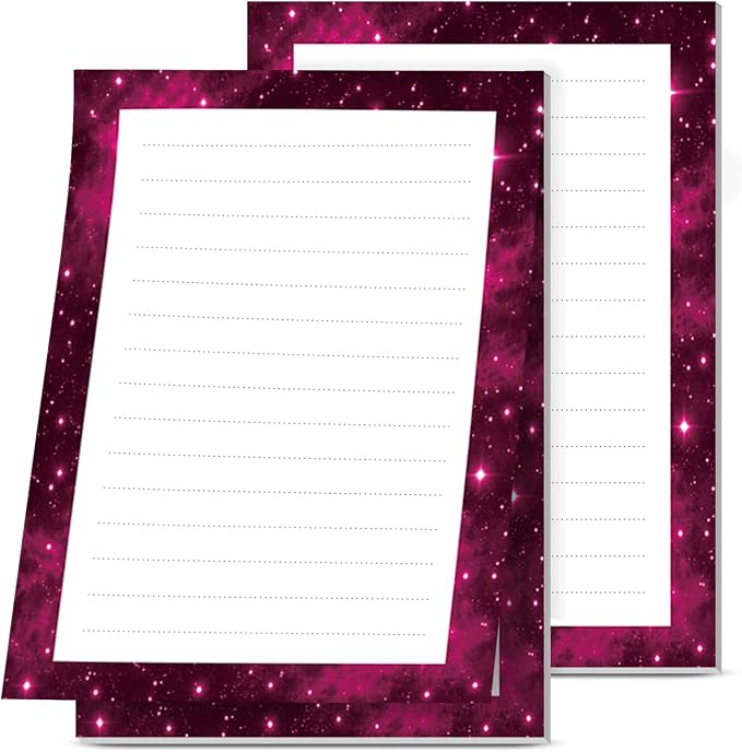 2 Pack Lined Sticky Notes 4x6 in, Cute Self-Stick Notepads with Lines, Large Memo Pads Strong Adhesive for Office, Home Pink Glitter Pattern