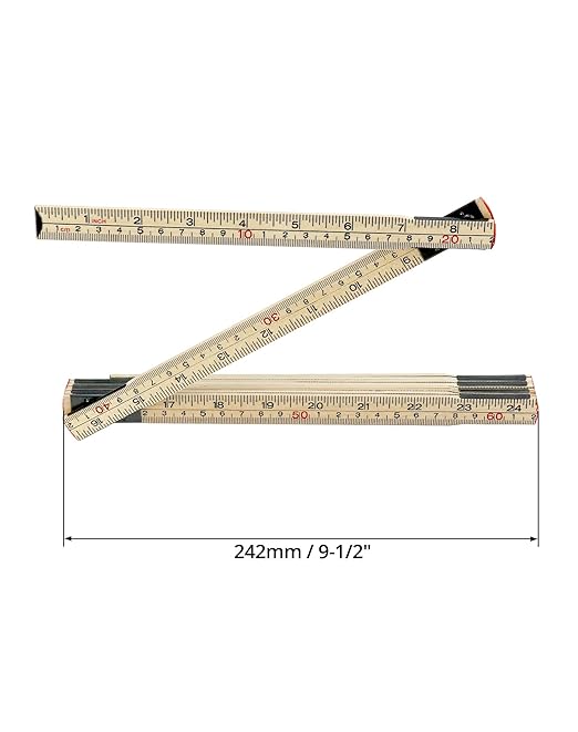 QWORK Folding Wood Rule, 4 Pack, 6FT 6 Inch Foldable Ruler with US and Metric Measurements for Carpenters