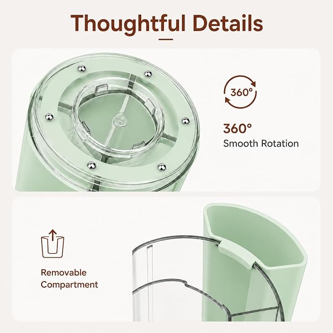360° Rotating Pen Holder for Desk Adjustable Pencil Organizer, Green | Plastic Pen Cup for Women Cute Office Supplies and Accessories Desktop Storage Box Art Caddy for School, Work, Home