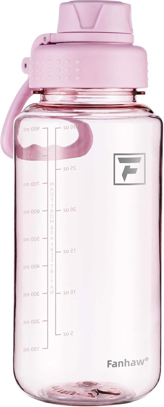 Fanhaw 32 oz Clear BPA-Free Tritan Water Bottle with Fast-Flow Spout Lid, Leakproof Wide-Mouth Reusable Bottle for Gym, School & Office (Cherry Blossom)