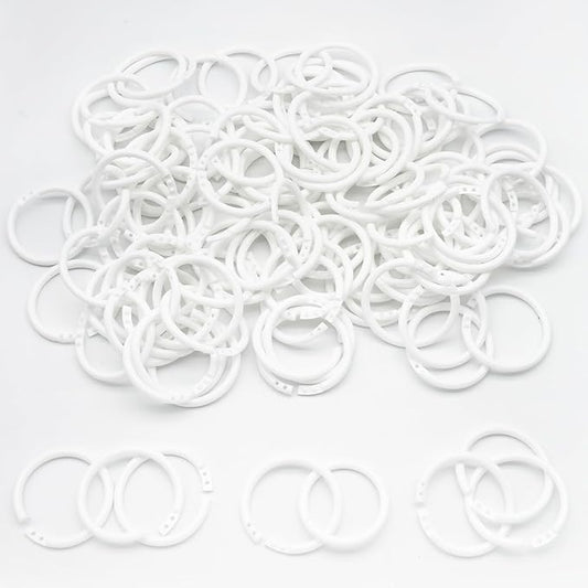 120 Pcs 1-1/2 Inch Plastic Binder Rings, Loose Leaf Binder Book Rings, Black Index Card Rings Binder Clip Rings for Flash Cards, Key Rings, Index Cards, Paper (40mm, White)