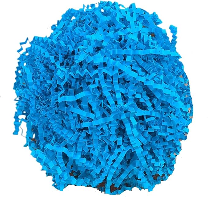 Ankelesz 50g Easter Raffia Grass Paper Shred for Gift Wrapping Basket and Gift Box Filling，Crinkle Cut Paper for Wrapping (Blue)