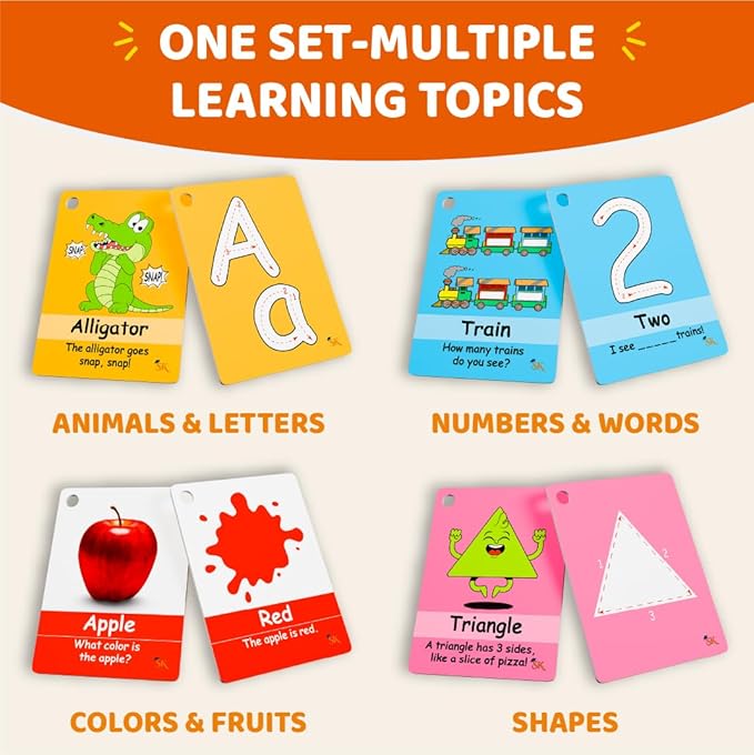STUDYKEY ABC Flash Cards for Toddlers 1-3–First Words, Alphabet Flashcards, Animal, Color, Number, Shape, Large phonics baby Learning Cards for Toddler 1-3 Montessori style Preschool, Kindergarten toy