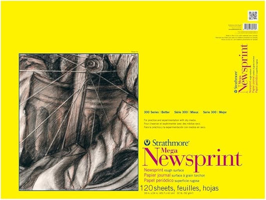 Strathmore 300 Series Newsprint Paper Pads Rough 120 Sheets 18 in. X 24 in. (307-418-1)