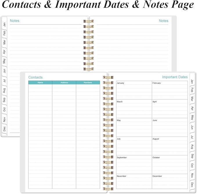 2026 Planner - A5 Weekly & Monthly Planners Spiral Bound, January 2026 - December 2026, 2026 Planner with Flexible Cover, Tabs, Inner Pocket, 6.4" x 8.5", Black