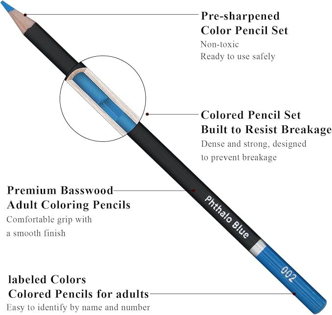 Yagol Colored Pencils for Adult Coloring Books, 72 Color Pencil Set, Soft Core Color Pencils for Adult Coloring Book, Coloring Pencils for Adults - Drawing, Sketching, Blending & Shading-Art Supplies.