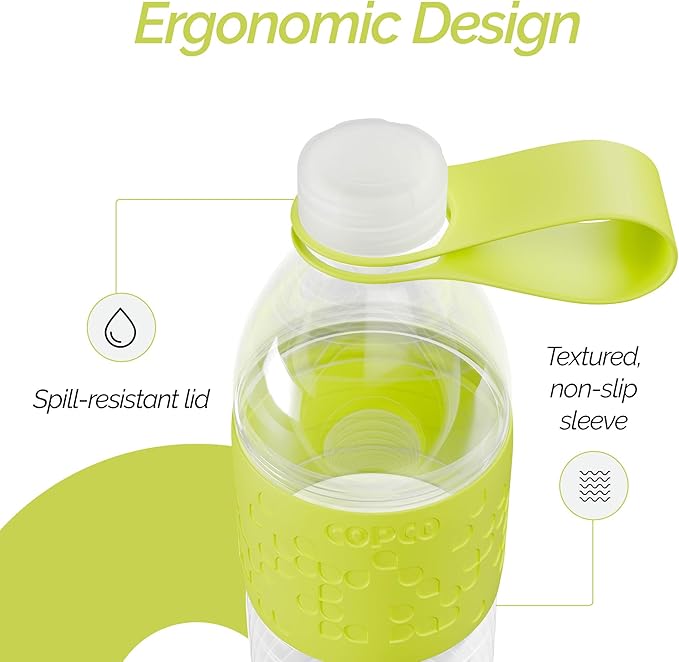 Copco Hydra 20 oz Water Bottle with Carrying Loop – Leak Proof, BPA Free Tritan, Dishwasher Safe, Twist-Open Body, Non-Slip Silicone Grip, Perfect for Gym, Travel, Office & Daily Use (Green)
