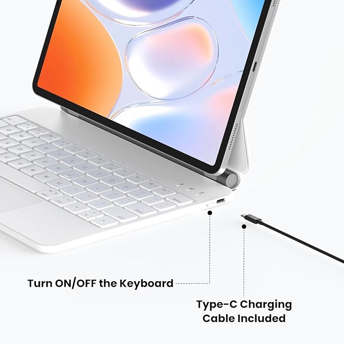 Keyboard Case for iPad Air 11-inch (M4 2026/M3 2025/M2 2024), iPad Pro 11-inch 1st/2nd/3rd/4th Gen, iPad Air 10.9-inch 4th/5th Gen, Magnetic Magic-Style Keyboard with Trackpad & Stylus Pen (White)