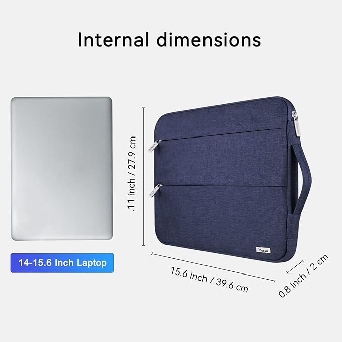 Voova 15.6 16 Inch Laptop Sleeve Case Compatible with MacBook Pro 16 M1/M2/M3/M4 Max 2019-2025, 15.6-16” Hp Lenovo Acer Asus, Waterproof Slim Computer Bag Cover with Handle, Blue