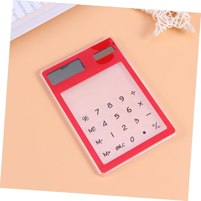 Transparent Touch Panel Solar Calculator Lightweight Portable Design for School Office Home Use Automatic Power Off Compact Retro Style Go Calculations