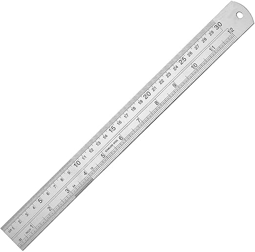Edward Tools 12 Inch Metal Ruler - Stainless Steel SAE and MM - Straight Edge has Inches and Millimeters - 1 Foot Length - for School, Office Contractor, Home Use