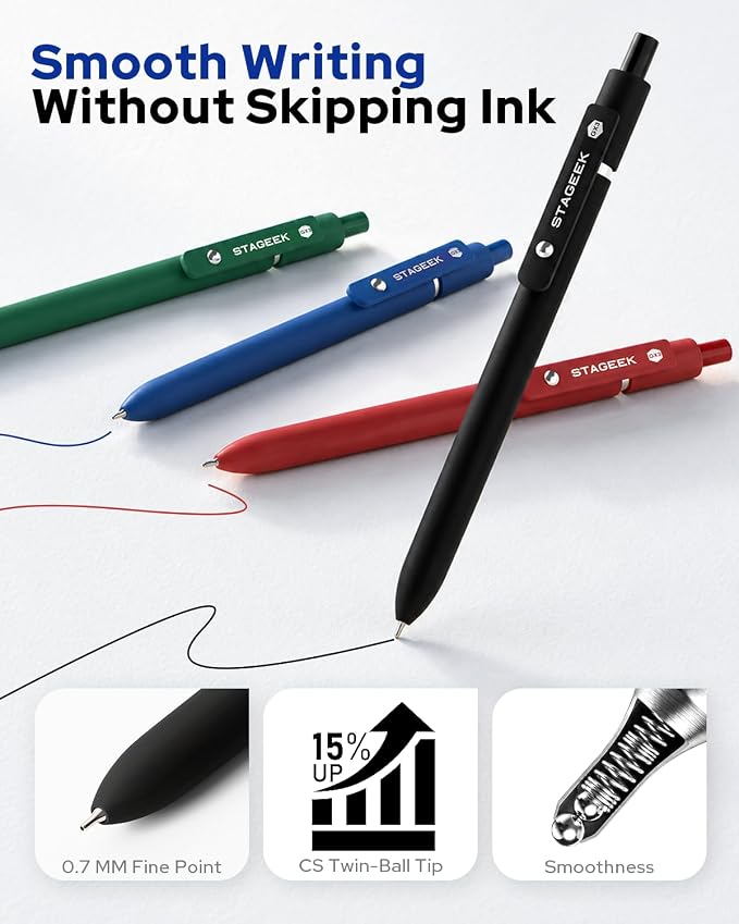 STAGEEK GX3 Colorful & Multi Colored Gel Pens, 8 Pcs with 4 Refills | Quick Dry Colored Pens, 0.7mm Fine Point, Retractable, for Journaling & Note Taking, School Supplies, Gifts for Women & Men