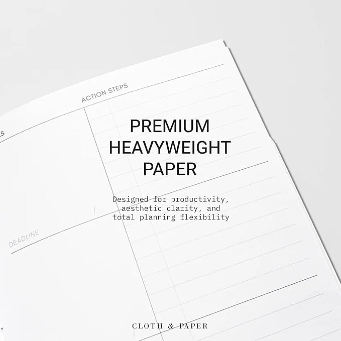 Cloth & Paper Travel Notebook | Goal Tracker – Ibiza | A5 Slim Goal Planner Notebook 4.3" x 8.3" | Goal Tracker for Planning, Progress Tracking, Productivity & Personal Goals – Soft Touch Cover