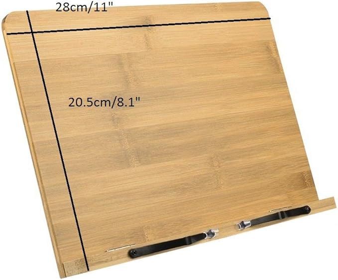 Bamboo Book Stand - Portable Laptop Table & Cookbook Stand - Adjustable, Foldable - Brown