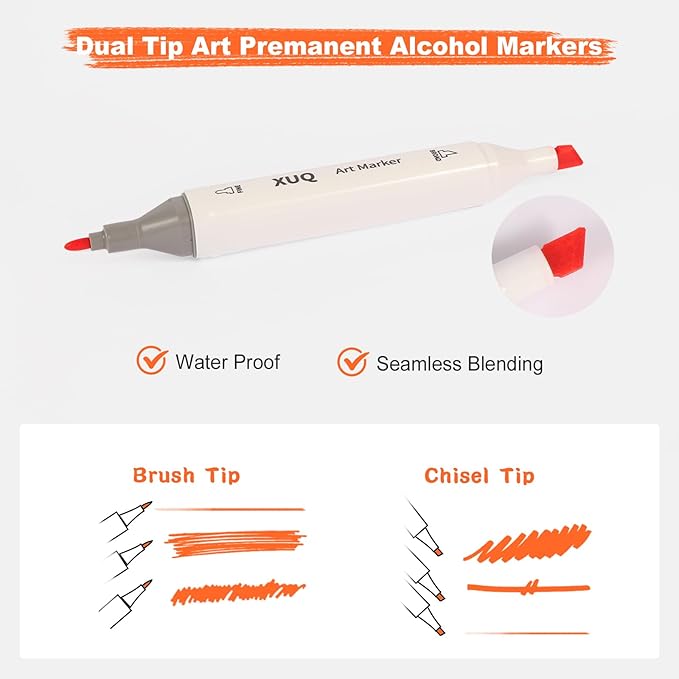 Alcohol Markers, 120 Colors Dual Brush Tip Permanent Art Markers, Coloring Marker, for Book Painting Card Making, Christmas gift for Adults Great Value Pack for Beginners