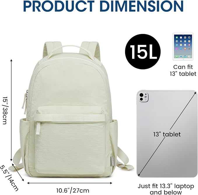 G4Free Small Backpack for Women, lightweight Daypacks for Travel School | Water-resistant Nylon Backpack, fits 13.3" laptop, Multi-pockets, Trolley strap, Comfy padded straps
