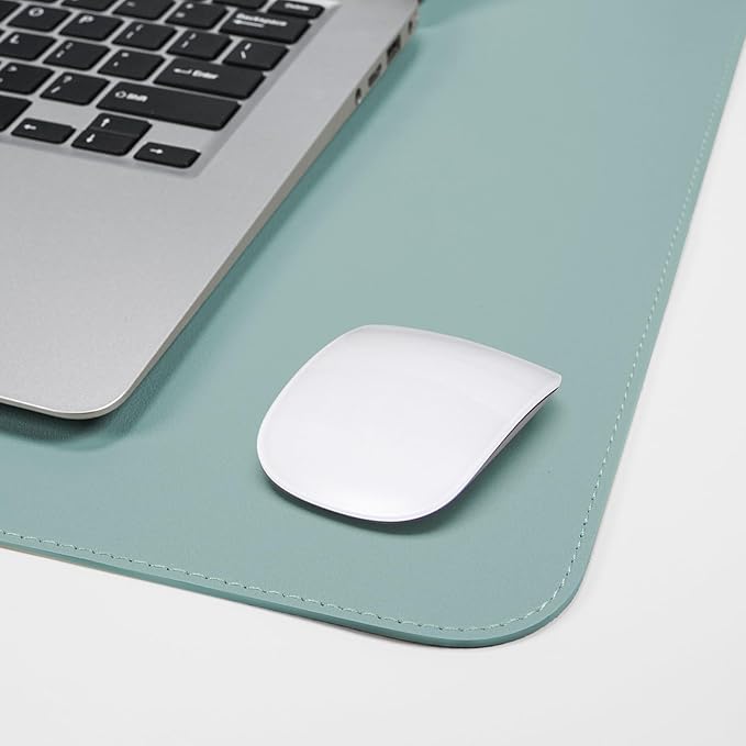 AFIING Cork Desk Mat 31.5" x 17", Waterproof Dual-Sided Cork & PU Leather Desk Pad, Non-Slip Desk Protector for Home Office, Workspace Setup & Gaming, Light Blue