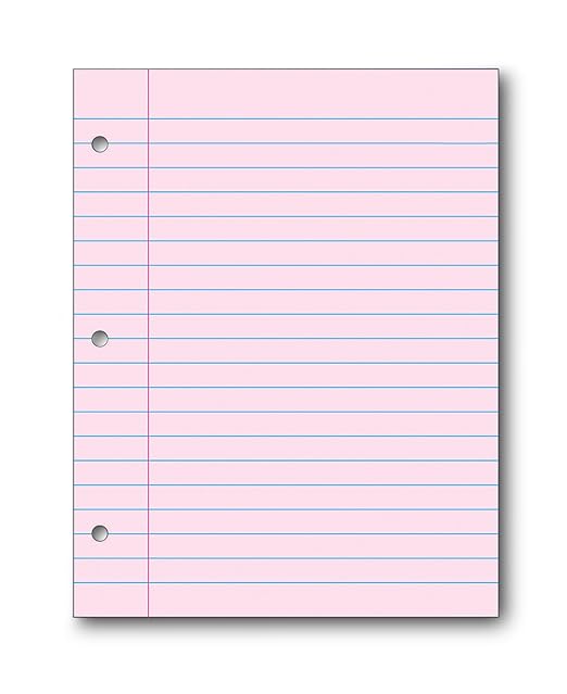 School Smart 3-Hole Punched Filler Paper, 8-1/2 x 11 Inches, Pink, 100 Sheets - 087155