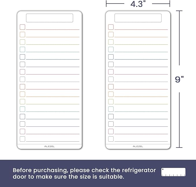 ALEZEL Magnetic Dry Erase List Board for Refrigerator, Reusable to Do List Board Set for Fridge- Includes 4 Dry Erase Shopping List Boards, 4 Markers + Eraser